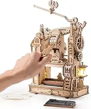 ROBOTIME Printing Press Wooden Puzzle, 3D Puzzle for Adults and Teens, Mechanical Wooden Model to Build, Unique Toy Holiday/Birthday Gift Choice