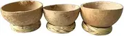 EMPORION Mezcal Jicaras Set of 3 Hand-carved Artisan Copitas from Mexico with Natural Fiber Carrizo Base for Mezcal and Tequila (2 Oz)