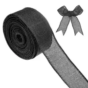 Burlap Ribbon, 1.5" x 10 Yards Burlap Wired Edge Ribbon [Black]