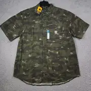 Carhartt Camo Button Up Shirt Mens Extra Large XL GREEN WORK Rugged Relaxed NWT