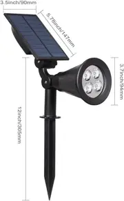 Outdoor Solar Lights 4 LED Garden 2-in-1 Spotlights Auto On/Off 180° Adjustable White Light 6000K