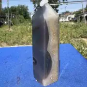 200g Natural agate geode obelisk quartz crystal tower healing