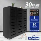 Wooden Shoe Storage Cabinet Shoe Rack Shelf Organiser Cupboard 30 Pairs Black
