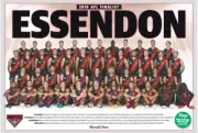 LAMINATED ESSENDON BOMBERS TEAM POSTER,AFL FOOTBALL ,BARGAIN