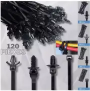 120 Packs Wire Cable Zip Ties Nylon Tie Self-Locking Cable Ties Car Push Mount.,