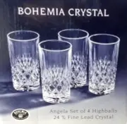 Bohemia Crystal Set of 4 Highball Glasses "Angela" pattern (New)
