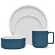 Noritake ColorTrio Blue 16Pc Dinnerware Set, Service for 4