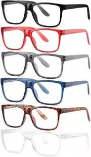 Reading Glasses Blue Light Blocking glasses women/men - 6Pack Readers (1.0X)
