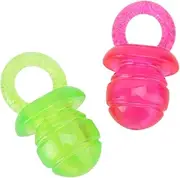 2Pcs Dog Pacifier Chew Toys, Puppy Molar Chewing Training Toys, Bite Resistant Rubber Clean Teeth Tools for Dogs Cats, Squeaky Toys for Pet Training Interactive (Red)