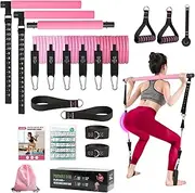 Upgraded Pilates Bar Kit, Durable Pilates Bar Kit with Resistance Bands for Women & Men -with Workout Guide Perfect for Beginner - Pilates Equipment for Home, Gym, Travel, Office Use