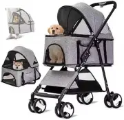 Pet Stroller Dog Cat Pram Travel Carrier Foldable Pushchair Outdoor D