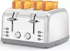 Toaster 4 Slice Retro Stainless Steel,Best Prime 4 Slice Toaster Wide Solt with