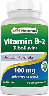 Best Naturals Vitamin B2 (Riboflavin) 100 mg 180 Tablets - Premium Formula - 3rd Party Lab Tested