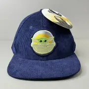 Star Wars The Mandalorian Grogu Baby Yoda Corduroy Hat Navy Blue Adjustable Cap