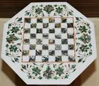 Octagon Marble Coffee Table Top Abalone Shell Inlay Work Indoor Table for Office