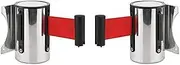 Retractable barrier Retractable Queue Rope Barrier,Queue Barrier Belt,2PCS Stainless Steel Wall Mounted Queue Rope Barrier, Line Dividers with cushioning system for Crowds, for Outdoor Parking Lot(10m
