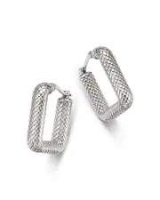 Bloomingdale's Fine Collection Textured Square Hoop Earrings in Sterling Silver