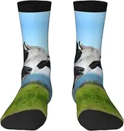[EdWal] Soft Cute Cow print Moisture Wicking Socks Sports Socks for Men and Women Warm thermal Boot Hiking Socks