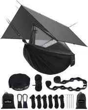 Sunyear Hammock Camping with Rain Fly Tarp and Net, Portable Camping Hammock ...