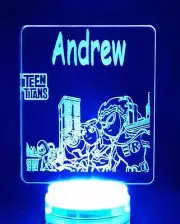 TEEN TITANS Personalised Name 3d Led Night Light 7 Colour Change Room Lamp