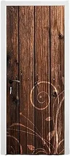 Door Stickers Retro Door Stickers Adhesive Vintage Photo Wallpaper for Living Room DIY Full Mural Cover Art Poster Home(I,77x200cm)