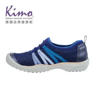 【Kimo 德國品牌健康鞋】珠光羊皮網布緞帶懶人休閒鞋 女鞋(藍色 KBCWF073336)