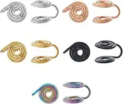 [Hobbspring] Pack of 10 Non-Pierced Stainless Steel Spiral Earrings Print Earrings for Keloids Mixed Colour Non Piercing Earrings Jewellery Clip Earrings for Women and Men, Stainless Steel