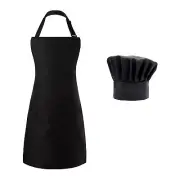 Chef Apron Hat Set Adjustable Bib Apron with 2 Pockets Chef Costume Apron for...