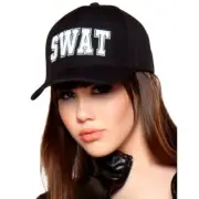SWAT Team Hat Baseball Style Cap Adjustable Back Costume Black White H102