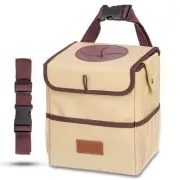 Creathing Car Trash Can / Bag for Console or Seat, Waterproof (Beige, 2 Gal)
