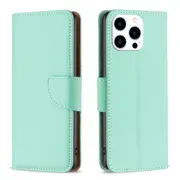 For iPhone 16 Pro Max Case, PU Leather Lychee Cover, Green