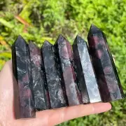 Wholesale Lot 1 Lb Garnet Astrophyllite Obelisk Tower Crystal Wand Energy
