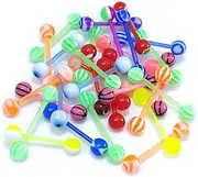 Gojewen 30stk Zungenpiercing Plastik Edelstahl Brustwarzenpiercing 16mm Acryl Piercing Zunge Nippel Brustwarze Ring