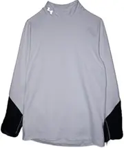 [Under Armour] Mens UA Cold Gear Infrared Fitted Mock Turtleneck White/Black XL, White/Black, X-Large