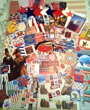 Junk Journal Supplies, 160 pieces, Patriotic