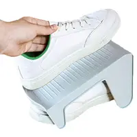 在飛比找松果購物優惠-(雙足)簡易素色一體式鞋架 鞋架 分層鞋架 鞋櫃整理 鞋子收