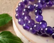 AMETHYST Crystal Bracelet - Round Beads - Birthstone,Handmade Jewelry, E0608