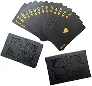 ZIENVE Black Playing Cards, Classic Waterproof Plastic Playing Cards, Decks of Cards, Premium Cool Poker Cards with Unique Bright Colors Great for Party, Game, Magic Trick, Black Rose