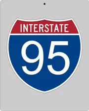 I-95 metal Interstate highway sign - Miami to Savannah to D.C. to New York