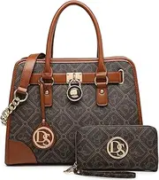 [Dasein] Women Handbags Top Handle Satchel Purse Shoulder Bag Briefcase Hobo Bag Set 2pcs