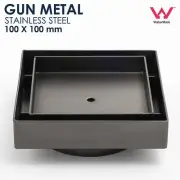 Gun Metal Watermark 100mm Shower Grate Tile Insert Floor Drain 80mm Waste Square