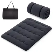 CostwayJapanese Roll up Floor Mattress with Washable Cover and Carry Bag-Black-Queen