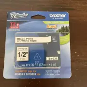 BROTHER P-Touch TZe231W 1/2" (0.47") Laminated Label Black Print On White Tape