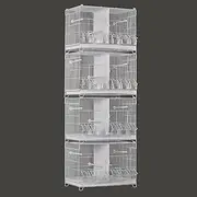 Set of 4 Stackable Breeding Bird Cage for Canary Finch Small Birds (White)