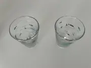 Libbey Mediterranean Atomic Fish Pattern Cocktail Glasses/Tumblers, Set of 2