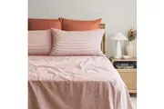 Tontine King Bed Vintage Stripes Premium Fine Cotton Sheet Bedding Set Clay