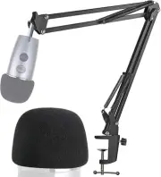 Yeti Nano Mic Stand with Pop Filter - Microphone Boom Arm Stand with Foam Cover