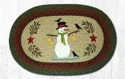 BRAIDED RUG--20" X 30" Oval 100% Jute Rug--SNOWMAN & CROW