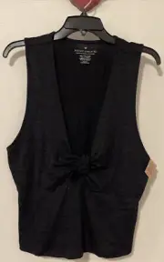 American Eagle Womens 2xl Black Fitted Tie-Front Sleeveless Blouse NWT! A5218