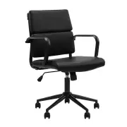 Design Square Brody PU Leather Office Computer Task Desk Chair Low Back Arm Rests Black